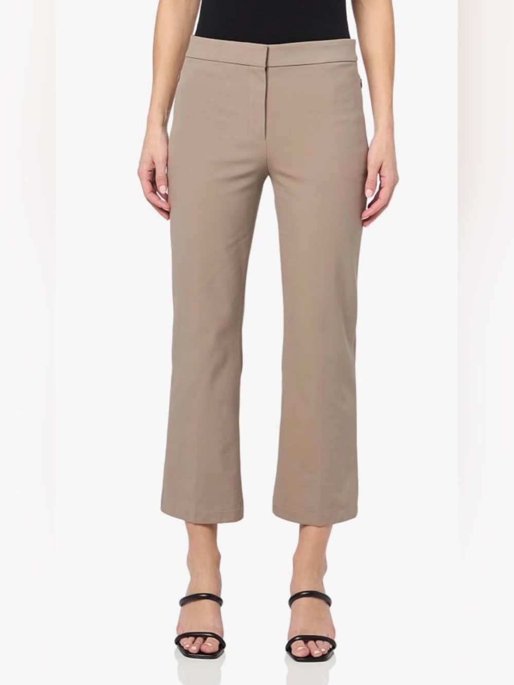 Theory Taupe Cropped Straight-Leg Pants